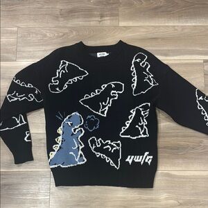 Aelfric Eden Dinosaur Sweater - Black and Blue - Large